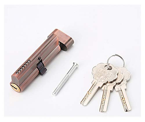 Massiver Schließzylinder Indoor Holz Türschloss Zylinderkern mit 3 Tasten Höhe 29mm Länge 70mm Zinklegierung Eine Seite Geöffnete Schwarzgold-Schließzylinder(Red Bronze) von GZXXB