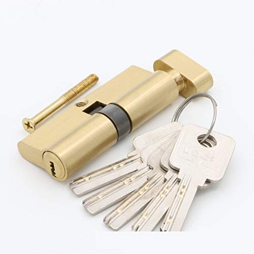 Massiver Schließzylinder Tür-Hardware-Sicherheit 70 75mm Goldzylinder Innenraum Türschloss Druckverriegelung Griff Verriegelung Key Messing Kupferschloss(75MM 3B) von GZXXB