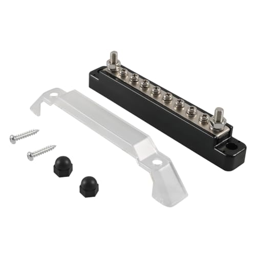 GZYF 1 Stück Nylon, Edelstahl, Messing vernickelt Verteiler-Anschlussblöcke 8 Klemmen Schwarz Für die Verkabelung 12V-48V Automobil von GZYF