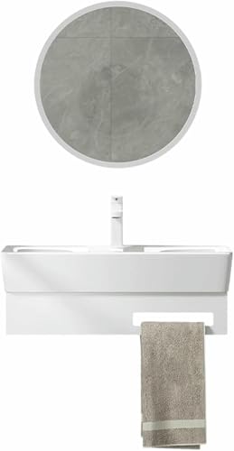 GZYHDC Badezimmer-Waschbecken, Wandmontage, Badezimmerschrank, rechteckiges Waschbecken B, moderner Badezimmerschrank mit Spiegel und Handtuchhalter, für kleine Räume (40 cm) von GZYHDC