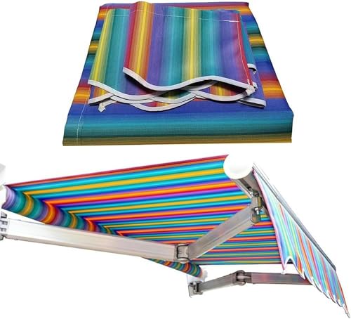 GZYHDC Einziehbare Markise aus wasserdichtem Polyester für Terrassenfenstertüren, Sonnenblende mit Bordüre, 7 x 1,5 m von GZYHDC