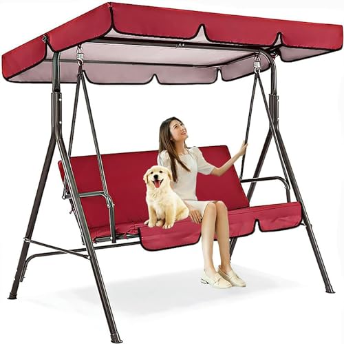 GZYHDC Hollywoodschaukel Überdachung und Sitzkissen-Bezug-Set,Ersatzdach Hollywoodschaukel 3 Sitzer Wasserdicht Sonnendach Dachplane für Terrasse und Garten,Blau,195x125x15cm/77x49x6'' von GZYHDC