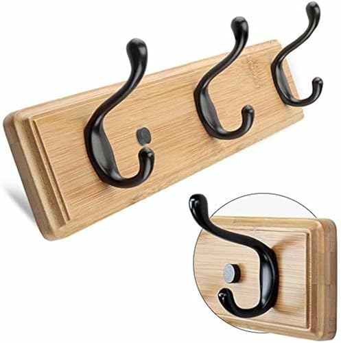 GZYHDC Moderne Kleiderhaken Für Wand Mit 6 Satin -Nickel -Haken Auf Kiefern Holzbrett Stilvolle, Wandmontierte Schackträger Für Eingang von GZYHDC