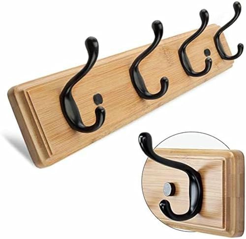 GZYHDC Moderne Kleiderhaken Für Wand Mit 6 Satin -Nickel -Haken Auf Kiefern Holzbrett Stilvolle, Wandmontierte Schackträger Für Eingang von GZYHDC