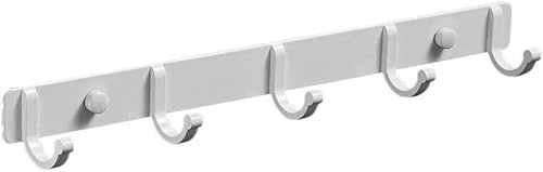 GZYHDC Schwere Badezimmerzubehör -Kleiderhaken Rack Mit 5 Haken Wandmontage Hakenschiene Für Hängende Schichten Hüte Jacken Handtücher Weiß von GZYHDC