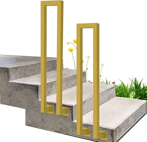 GZYHDC Treppengeländer Treppengeländer Außen Treppengeländer 1 Stufe Geländer Schmiedeeisen Handlauf Übergangsgeländer Gold für Betonstufen oder Holztreppen (90cm) von GZYHDC