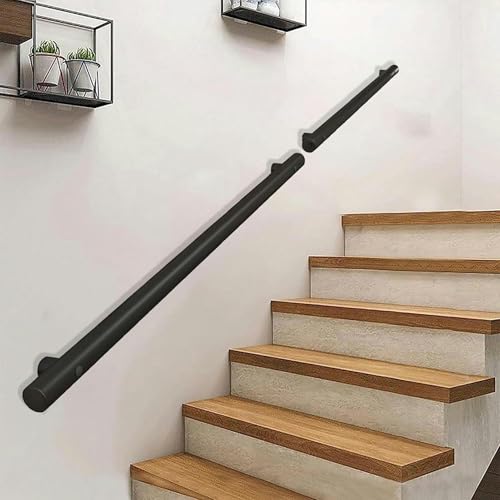 GZYHDC Treppengeländer aus schwarzem Metall, Edelstahl, Rundrohr, Traglast 100 kg, komplettes Wandgeländer-Set für den Innen- und Außenbereich, 1 m, 1,5 m, 2 m, 3 m GZYHDC Treppengeländer aus schwarzem Metall, Edelstahl, Rundrohr, Traglast 100 kg, komplettes Wandgeländer-Set für den Innen- und Außenbereich, 1 m, 1,5 m, 2 m, 3 m von GZYHDC