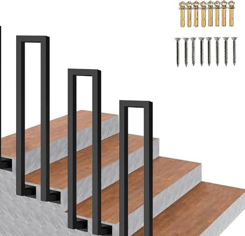 GZYHDC Treppenhandlauf U-Form schwarz matt innen und außen Handlauf Vierkantrohr Übergang für 1 Stufe von GZYHDC