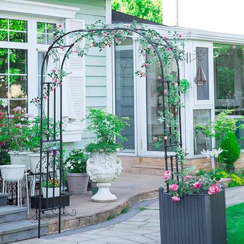 Garten Kletterbogen Metallbogen Rosenbogen Stabiler Pavillon Breite 120-320cm Höhe 240cm Geeignet für Hochzeit Party Terrasse Klettern Pflanze Dekoration (Maße:300x240cm/9.8x7.9ft) von GZYHDC