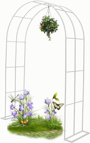 Gartenbogen Hochzeitsbogen Robuste Reine Rohr-Pergola 80/120/140/180/200/240/300/350/350cm Rankhilfe Metall Rosa (Color : White, Size : 140x230cm/4.6x7.5) von GZYHDC