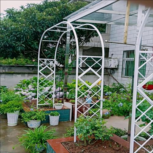 Gartenbogen weiß für Kletterpflanzen, Breite 140-340 cm, Hochzeitsbogen resistent gegen Metallbögen Intermper (Größe: 240 x 230 x 40 cm) von GZYHDC