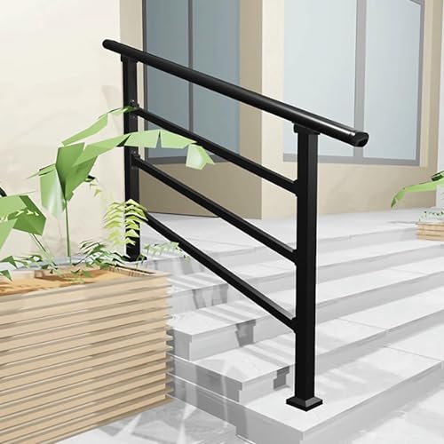 Outdoor Treppe Geländer Handschienen, Für 2 Oder 4 Schritte, Verstellbare Vorderste Veranda Handschiene - Verzinkter Stahl, Mit Installationssatz - 1 Querleiste von GZYHDC