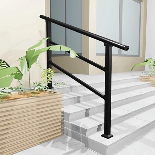 Outdoor Treppe Geländer Handschienen, Für 2 Oder 4 Schritte, Verstellbare Vorderste Veranda Handschiene - Verzinkter Stahl, Mit Installationssatz - 1 Querleiste von GZYHDC