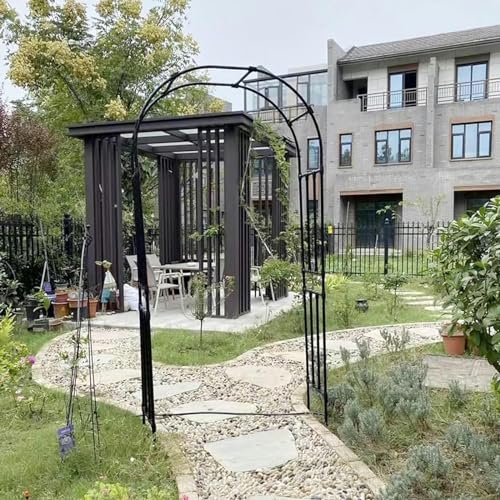 Rose Pergola Arco Garten für verschiedene Kletterpflanzen 120x240 180x240 220x240 240x240cm Schwarzes Metall Robustes Stratern Röhrenretikulum (Größe:250x240x40cm/8.2x7.9x1.3ft) von GZYHDC