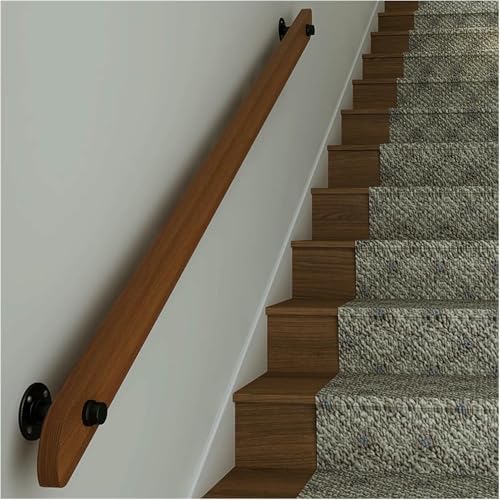 Rutschfester Handlauf aus Holz für Treppen – Stabile Wandmontage-Sicherheitsschiene mit Metallhalterungen, ideal für Haus und Villa Treppenhaus Sicherheit Rutschfester Handlauf aus Holz für Treppen – Stabile Wandmontage-Sicherheitsschiene mit Metallhalterungen, ideal für Haus und Villa Treppenhaus Sicherheit von GZYHDC