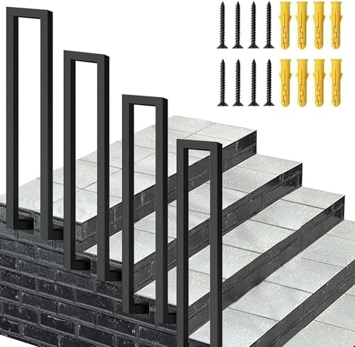 Treppengeländer-Handläufe, Übergangs-Handlauf für Außentreppe, schwarz verzinktes Vierkantrohr-Handläufe für Außentreppen | Garten-Terrassenstufengeländer für Beton-Holzstufen (95 cm) von GZYHDC