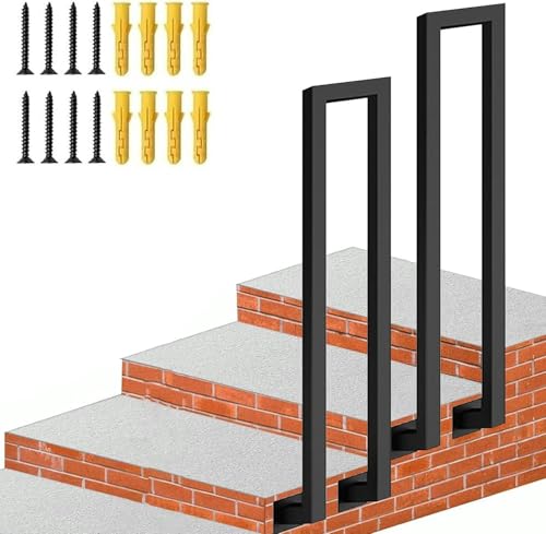Treppengeländer Übergang Treppengeländer 1 Stufe, Sicherheitsgeländer für Terrasse, Garten, Terrasse, Balkon, Veranda, Mattschwarz (95cm) von GZYHDC