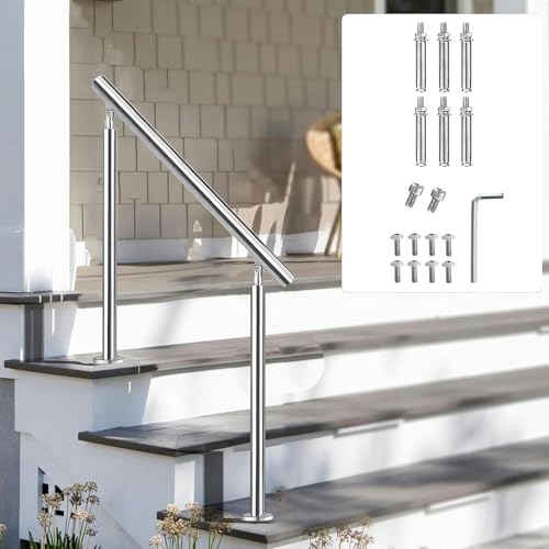 Treppengeländer für Zement-Treppenstufen, Geländer aus Edelstahl 304 für Außentreppen im Außenbereich, Veranda, Garten, Treppengeländer, Stützstange (Farbe: Treppengeländer für Zement-Treppenstufen, Geländer aus Edelstahl 304 für Außentreppen im Außenbereich, Veranda, Garten, Treppengeländer, Stützstange (Farbe: von GZYHDC