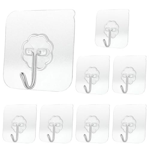 8 Stück Klebehaken Extra Stark,Haken Selbstklebend,Selbstklebende Haken,Wandhaken Selbstklebend,Klebehaken Transparent,Adhesive Hooks,Wandhaken Ohne Bohren,max 20 kg,für Handtuch,Schlüssel,Kleidung von GZYULAN