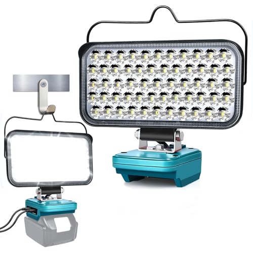 GZYZ LED Akku Lampe Für Makita 18v,174W 6800LM Baustellenlampe,Kabellose Arbeitsleuchte,mit USB- und Typ-C-Ladeanschluss und Niederspannungsschutz, für Gärten, Hinterhöfen, Garagen (keine Batterie) von GZYZ
