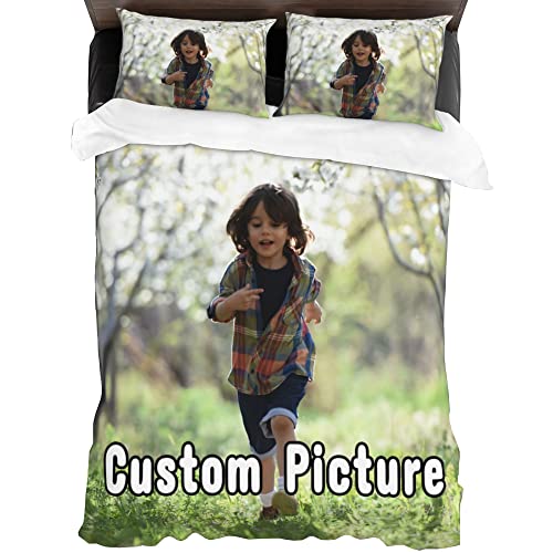 GZYZXP Personalisierter Bettbezug, individuelles Bettwäsche-Set mit Gedenkfotos, personalisiertes Foto-Text-Bettwäsche-Set für Familie, Paare, Baby, Geburtstag, Freundschaft, Jahrestag(200×200cm) von GZYZXP