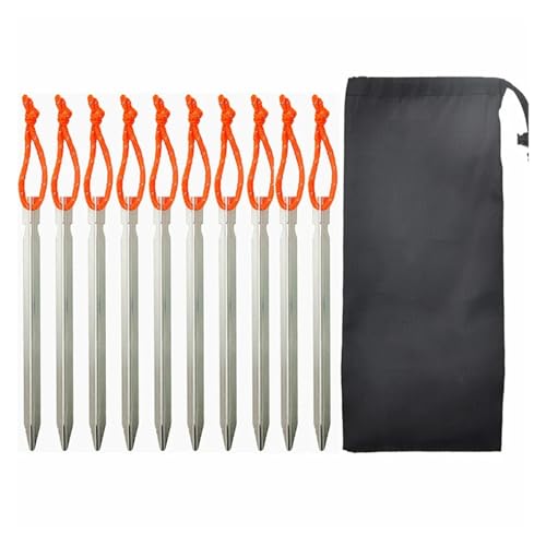 1 Set Aluminiumlegierung Heringe Nägel Pfähle Seile Camping Wandern Zelt Zubehör Einschließlich Wind Seil Hammer Reflektierende Schnur(Silver) von GZZBDGFIY