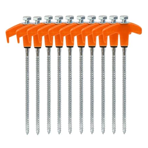 10/4 Stück Metall-Zeltnägel, Camping-Heringe, Bohrer In Bodenankern, Spiralschraube Mit Innensechskant, Camping-Heringe(Orange - 10pcs) von GZZBDGFIY