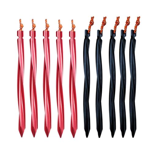 10 Stück/Los 25 Cm Spiral-Heringe Aus Aluminiumlegierung, Gartenpfähle, Bodennagel, Hängematte, Camping, Kompatibel Mit Abspannleinen, Markisenüberdachung(Black) von GZZBDGFIY