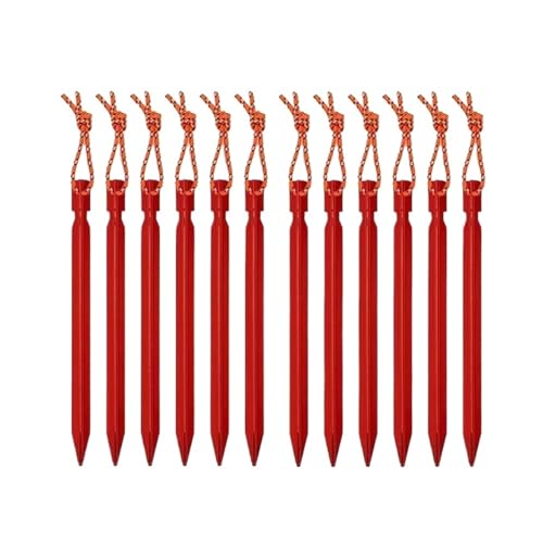 10 Stück 18 Cm Zeltheringe Aluminium Zelthering Bodennägel Mit Reflektierendem Seil Outdoor Camping Wanderausrüstung Zeltzubehör(Red-10pcs) von GZZBDGFIY