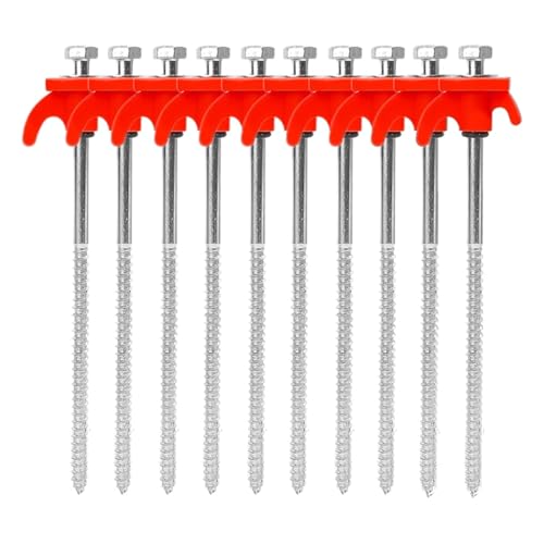 10 Stück Schraubanker-Zeltpflöcke, 20 Cm, Kohlenstoffstahl, Zeltheringe, Spike-Haken, Campingzelt, Nagel, Spiraltyp, Baldachinpflöcke For Den Außenbereich(Red - 10pcs) von GZZBDGFIY