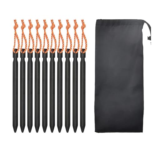 10 Teile/los 18cm Aluminium Legierung Hof Baldachin Heringe Garten Stakes Boden Nagel Mit Reflektierende Kabel Hängematte Camping(10pcs Black) von GZZBDGFIY
