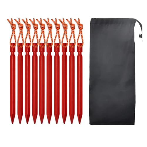 10 Teile/los 18cm Aluminium Legierung Hof Baldachin Heringe Garten Stakes Boden Nagel Mit Reflektierende Kabel Hängematte Camping(10pcs Red) von GZZBDGFIY