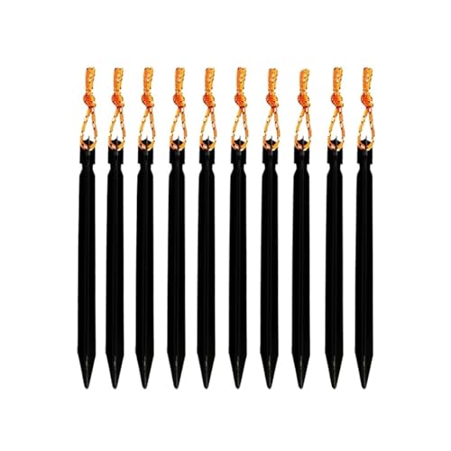10 Teile/los 18cm Aluminium Legierung Hof Baldachin Heringe Garten Stakes Boden Nagel Mit Reflektierende Kabel Hängematte Camping(Black) von GZZBDGFIY