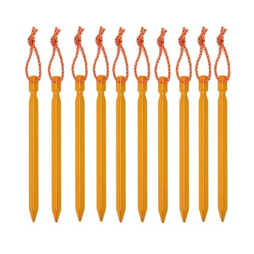 10Pcs 18cm Aluminium Legierung Outdoor Garten Stakes Boden Nagel Mit Reflektierende Kabel Hängematte Camping Winddicht Stakes(Golden-10PCS) von GZZBDGFIY