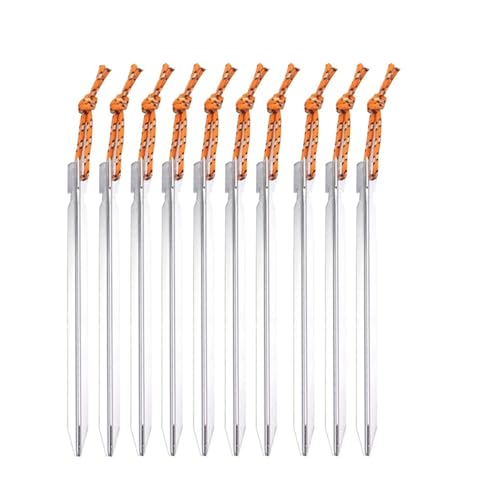 18 Cm Zeltheringe Aluminium Zeltpfahl Bodennägel Mit Reflektierendem Seil Outdoor Camping Wanderausrüstung Zeltzubehör(10PCS Silver) von GZZBDGFIY