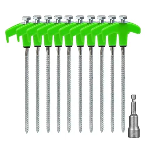 4/10 Stücke Outdoor Zelt Boden Nagel 20CM Schraube Anker Stakes Pegs For Shelter Carbon Stahl Sechseckigen Kopf Camp Zubehör(10 pcs green) von GZZBDGFIY