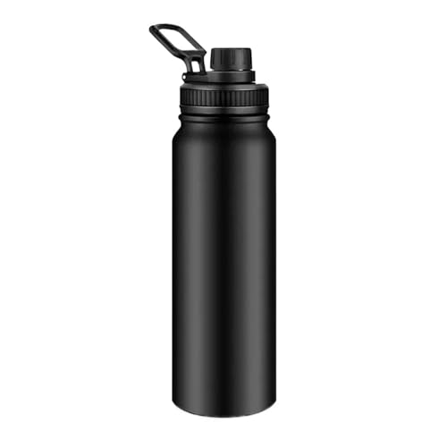 600/800/1000ML Tragbare Thermosflasche 304 Edelstahl Reisebecher Doppelwandige Vakuumflasche Wasserflasche(600ml,Black) von GZZBDGFIY
