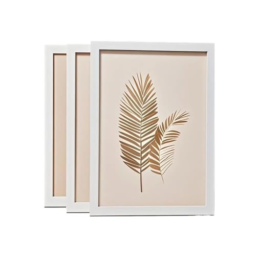 GZZBDGFIY Bilderrahmen, 3 Schwarz-weiße Aprikosen-Fotorahmen Aus Massivholz Im Format A4 A3, Geeignet for Aufhängen An Der Wand Oder Als Posterrahmen Auf Dem Tisch(White-3pcs,30x42cm) von GZZBDGFIY