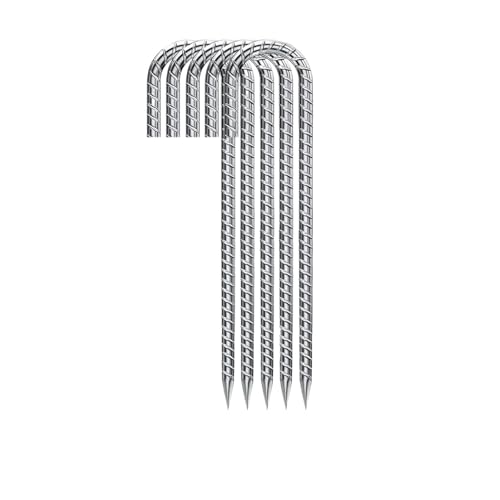 J-Haken-Bewehrungsstäbe, 30,5 Cm, Silberfarben, Bodenanker For Maschendrahtzäune, Sportnetze, Camping(4Pcs J Hook) von GZZBDGFIY