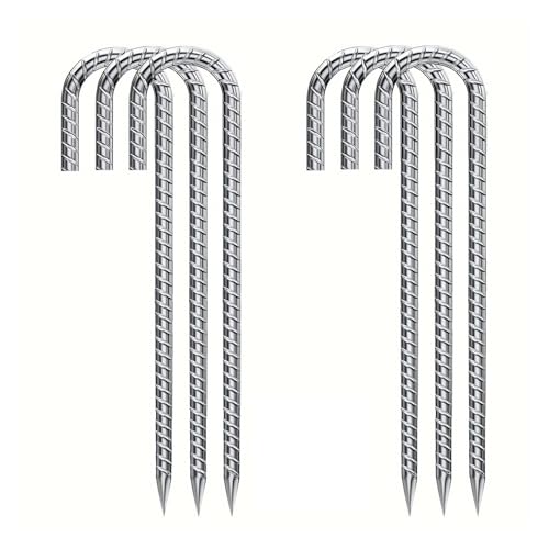 J-Haken-Bewehrungsstäbe, 30,5 Cm, Silberfarben, Bodenanker For Maschendrahtzäune, Sportnetze, Camping(6Pcs J Hook) von GZZBDGFIY