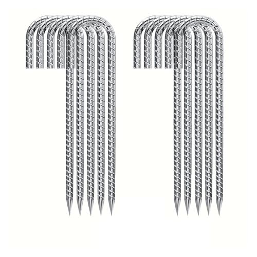 J-Haken-Bewehrungsstäbe, 30,5 Cm, Silberfarben, Bodenanker For Maschendrahtzäune, Sportnetze, Camping(8Pcs J Hook) von GZZBDGFIY