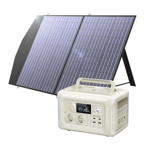 Kompatibel Mit ALLPOWERS, Solarpanel-Kit 100 W, 140 W, 200 W, Tragbares Solarladegerät Mit Tragbarem Kraftwerk, 600 W, LiFePO4-Batteriegenerator, USV(R600 with 100W,US) von GZZBDGFIY