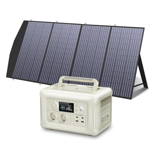 Kompatibel Mit ALLPOWERS, Solarpanel-Kit 100 W, 140 W, 200 W, Tragbares Solarladegerät Mit Tragbarem Kraftwerk, 600 W, LiFePO4-Batteriegenerator, USV(R600 with 200W,EU) von GZZBDGFIY