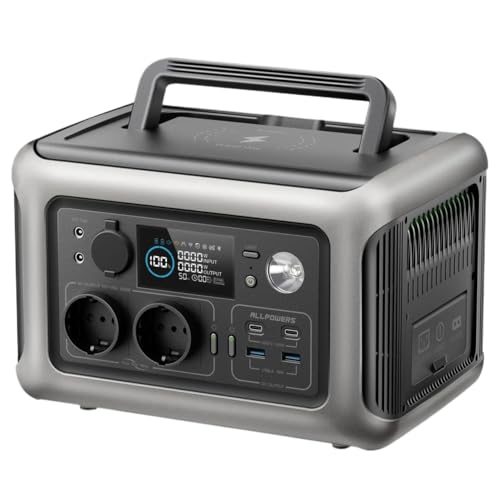 Kompatibel Mit ALLPOWERS R600, Tragbarer Generator, 299 Wh, 600 W, Kraftwerk Mit AC-Steckdosen, LiFePO4-Batterie For Heimzelte, Outdoor-Wohnmobil-Camping(Black,US) von GZZBDGFIY