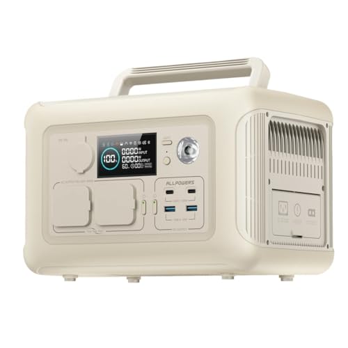 Kompatibel Mit ALLPOWERS R600, Tragbarer Generator, 299 Wh, 600 W, Kraftwerk Mit AC-Steckdosen, LiFePO4-Batterie For Heimzelte, Outdoor-Wohnmobil-Camping(White,UK) von GZZBDGFIY