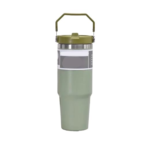 Thermosbecher Aus Edelstahl, Doppellagiger Griff Aus Vakuum-Isolierband, Perfekt For Eisgekühlte Und Heiße Getränke(Green 900ML) von GZZBDGFIY