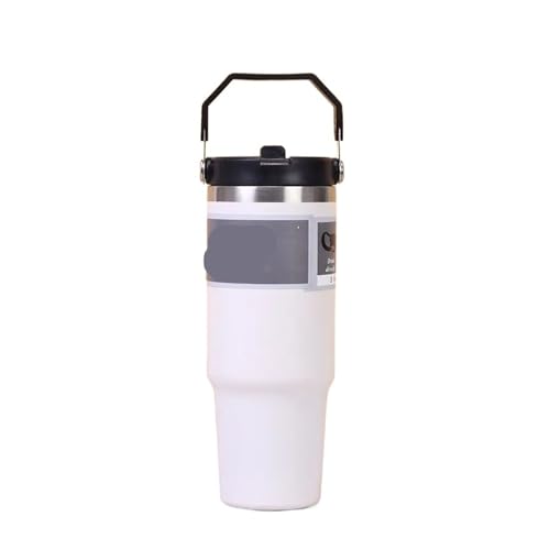 Thermosbecher Aus Edelstahl, Doppellagiger Griff Aus Vakuum-Isolierband, Perfekt For Eisgekühlte Und Heiße Getränke(White 900ML) von GZZBDGFIY