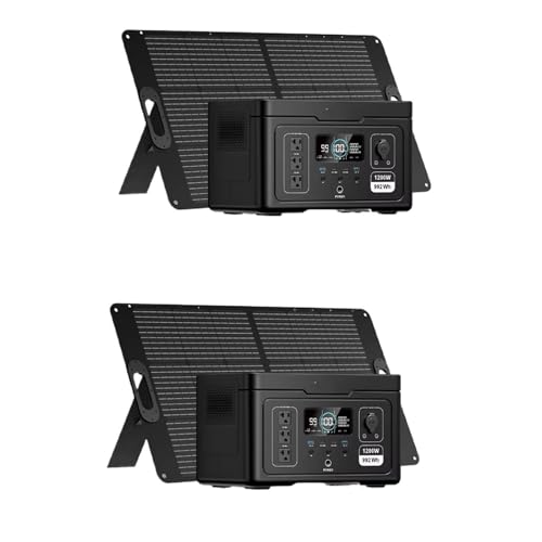 Tragbarer LiFePO4-Solargenerator 1200 W 992 Wh Mit 100-W-Solarmodulen Dual-Typ-C-140-W-Ladestation(2pcs) von GZZBDGFIY