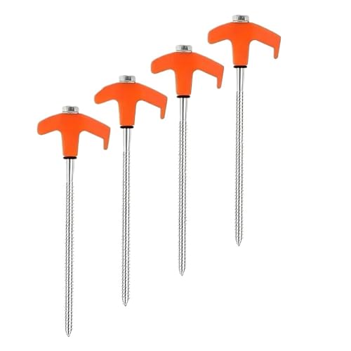 Zeltheringe For Einschrauben, 4 Stück, Zeltheringe, Bodenanker, Zeltheringe For Einschrauben, Camping-Metall-Gewindespikes(Orange-30cm) von GZZBDGFIY