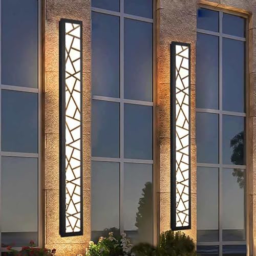 Außen Dimmbare Veranda Wandleuchten mit Fernbedienung Innen Lange LED Wandlampe Schwarz Modern Wandleuchte IP65 Garten Acryl Außenwandleuchte Terrasse Garage Außenlampe (Warmes Licht,150CM) von GZZBMY